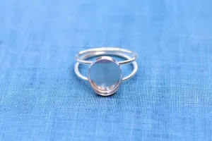 9x7mm Oval Bezel Double Band Ring blank Silver
