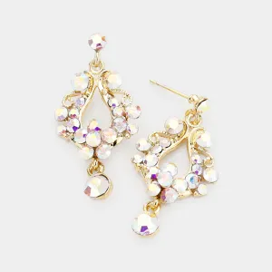 AB Crystal on Gold Small Dangle Earrings | Pageant Jewelry | 465441
