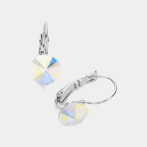 AB Round Crystal Lever Back Pageant Earrings | Interview Earrings |  376355