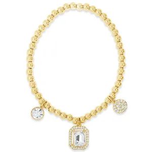 Absolute Gold Square Pendant Beaded Bracelet