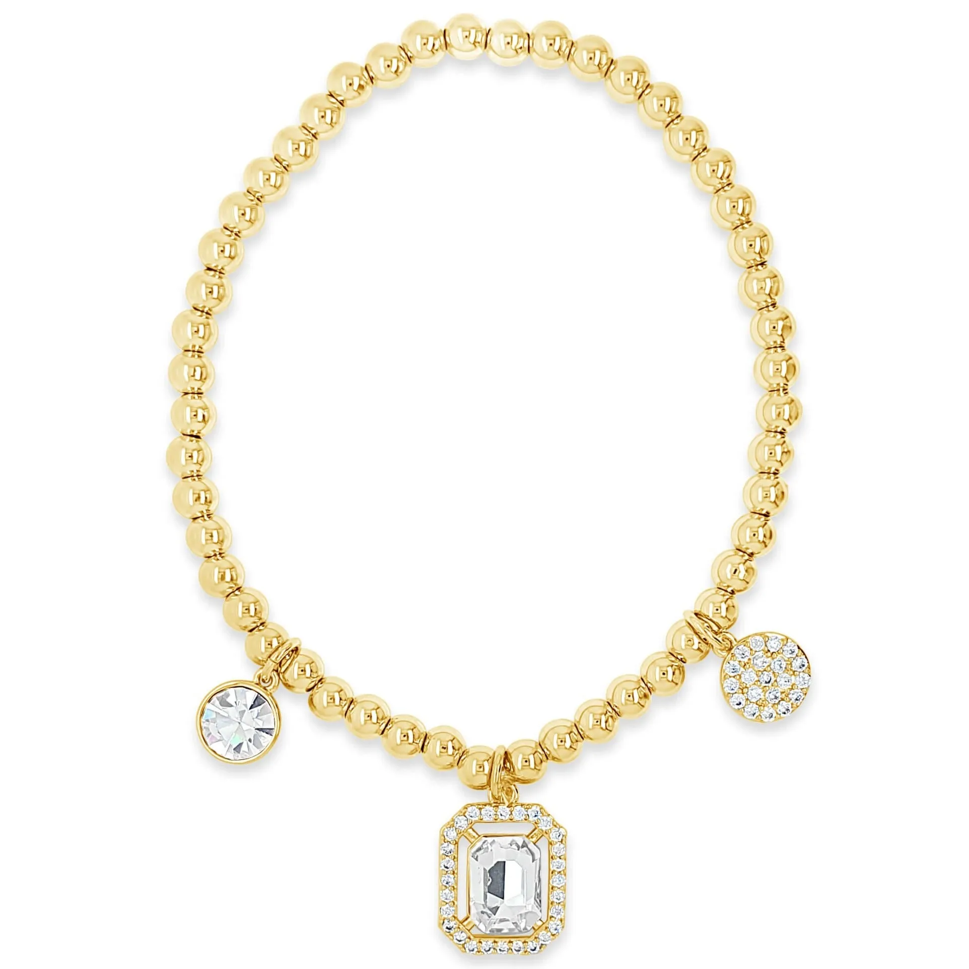 Absolute Gold Square Pendant Beaded Bracelet