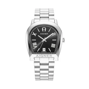 Aigner Teramo Gents Black Dial Stainless Steel Silver Watch