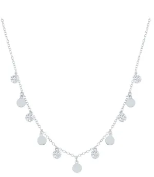 Alternating Disc and Sparkle Drop Necklace