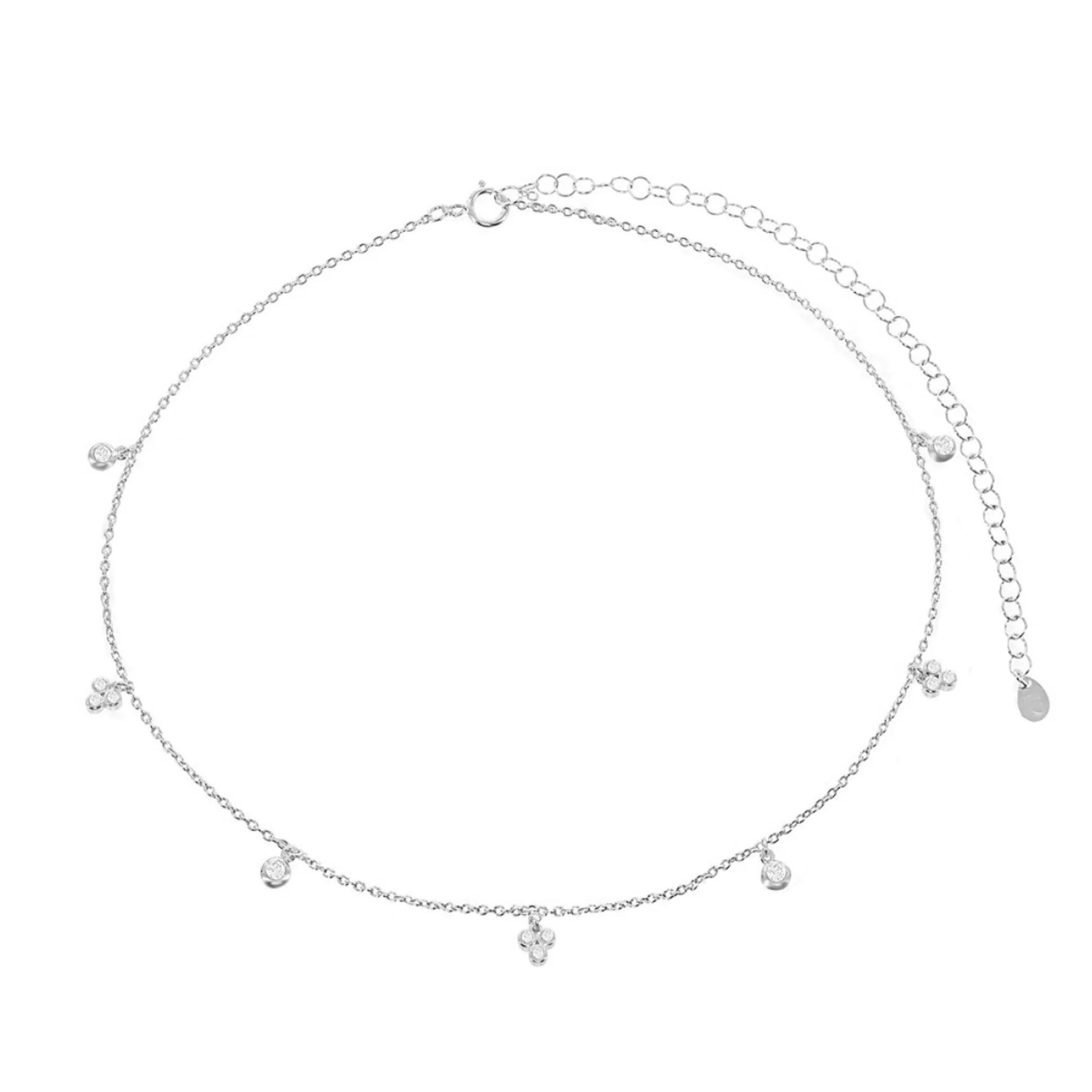 Alternating Trio and Single Bezel Choker