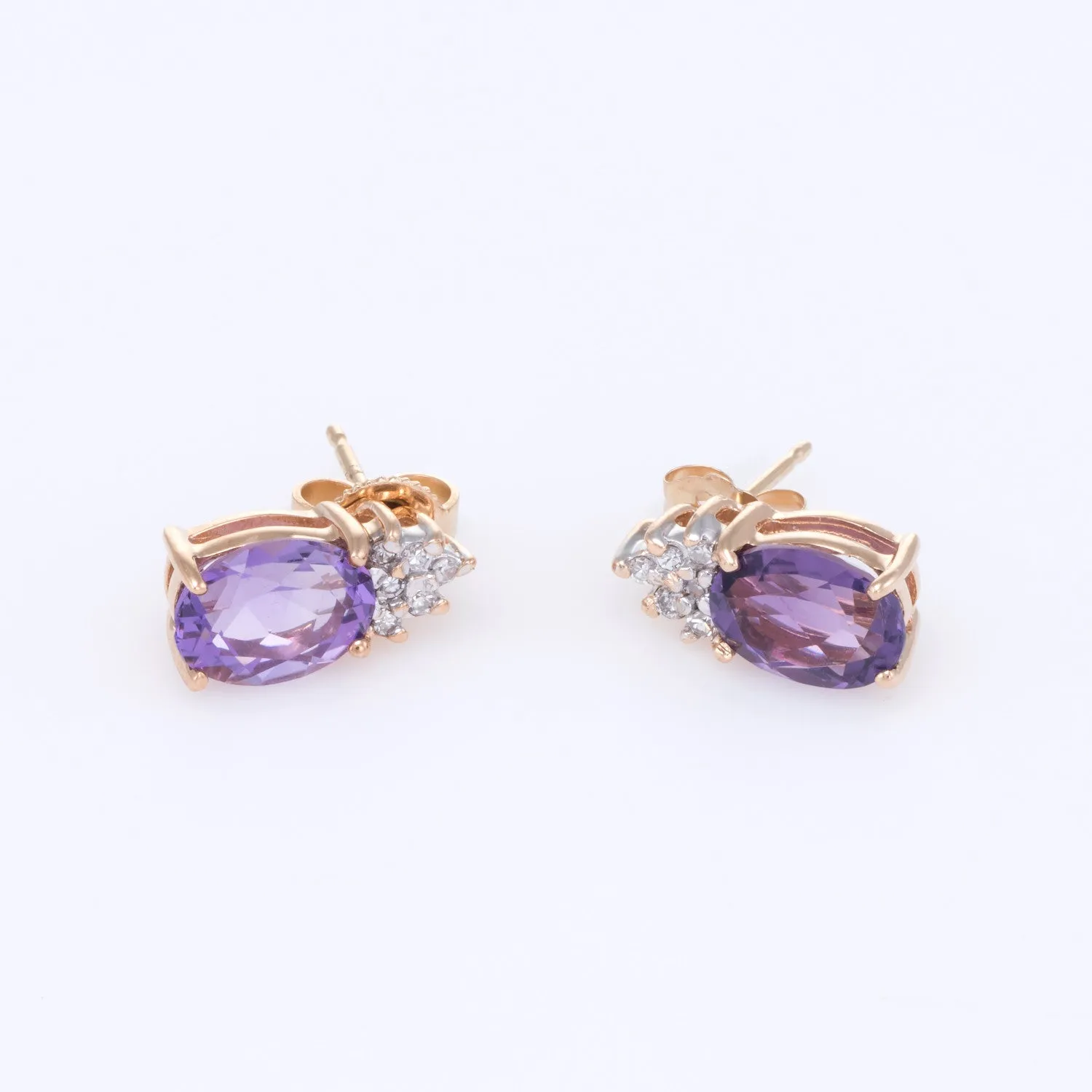 Amethyst Diamond Stud Earrings