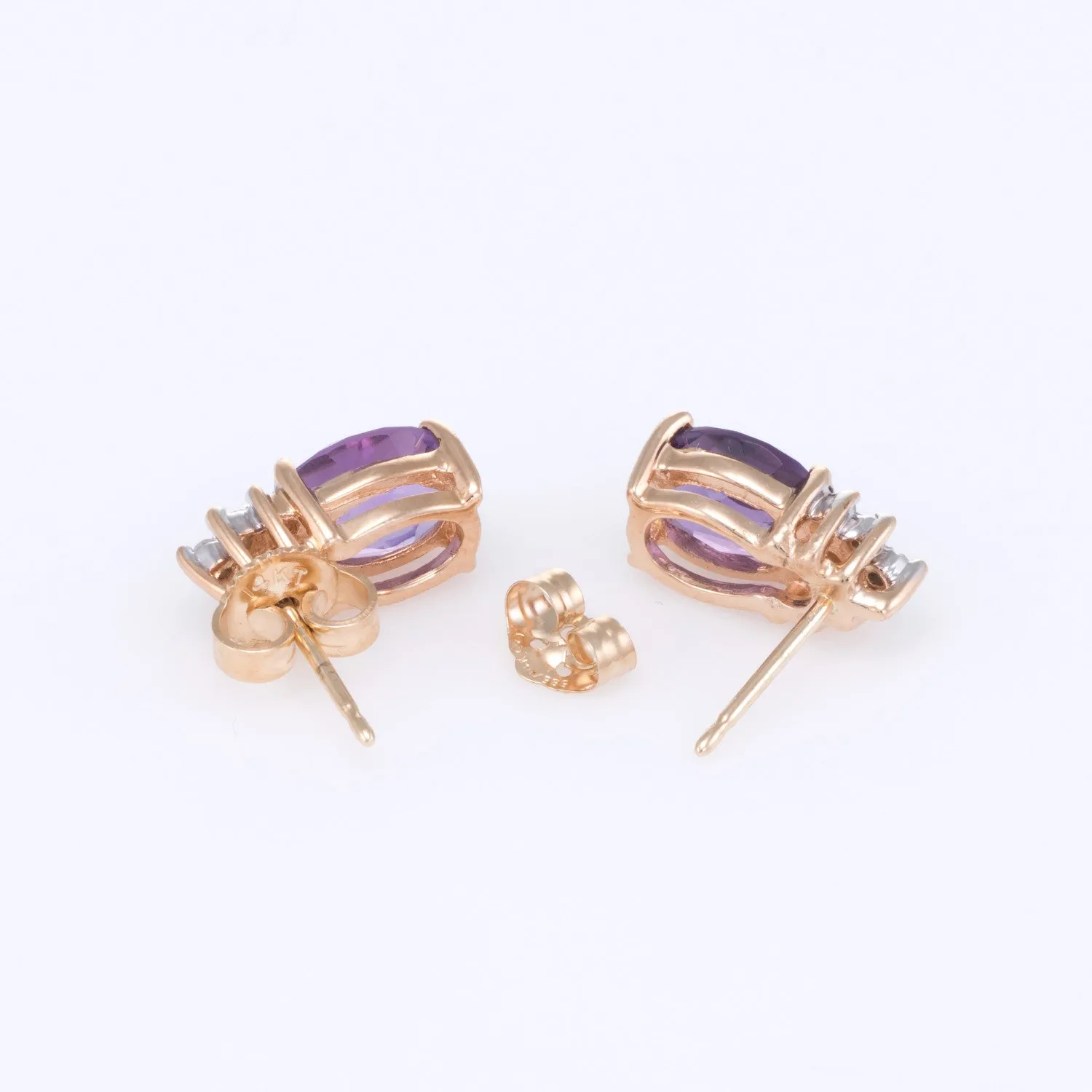 Amethyst Diamond Stud Earrings