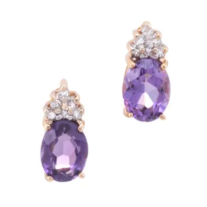 Amethyst Diamond Stud Earrings