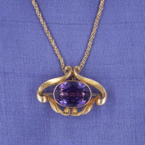 Art Nouveau Amethyst Watch Pin/Pendant