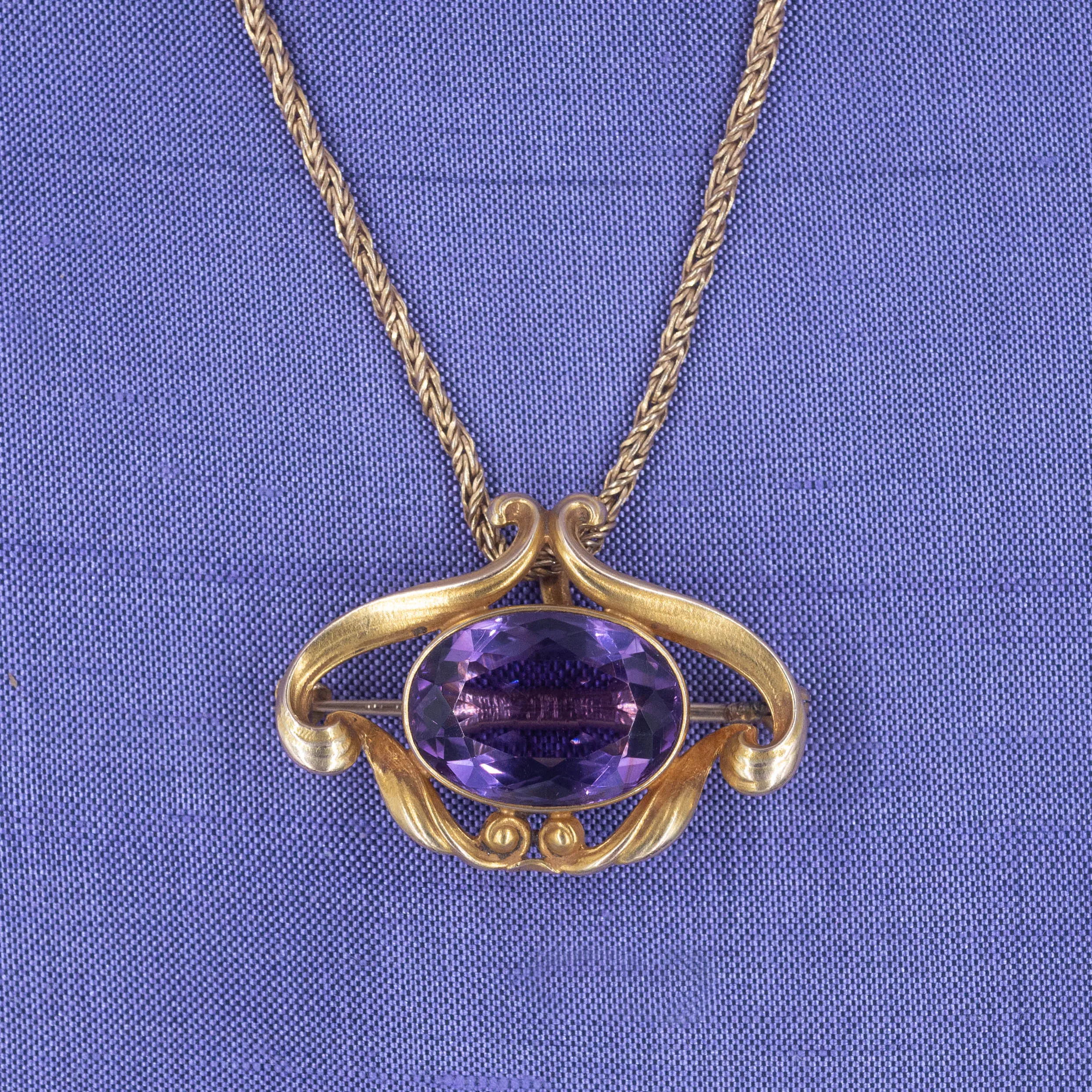 Art Nouveau Amethyst Watch Pin/Pendant