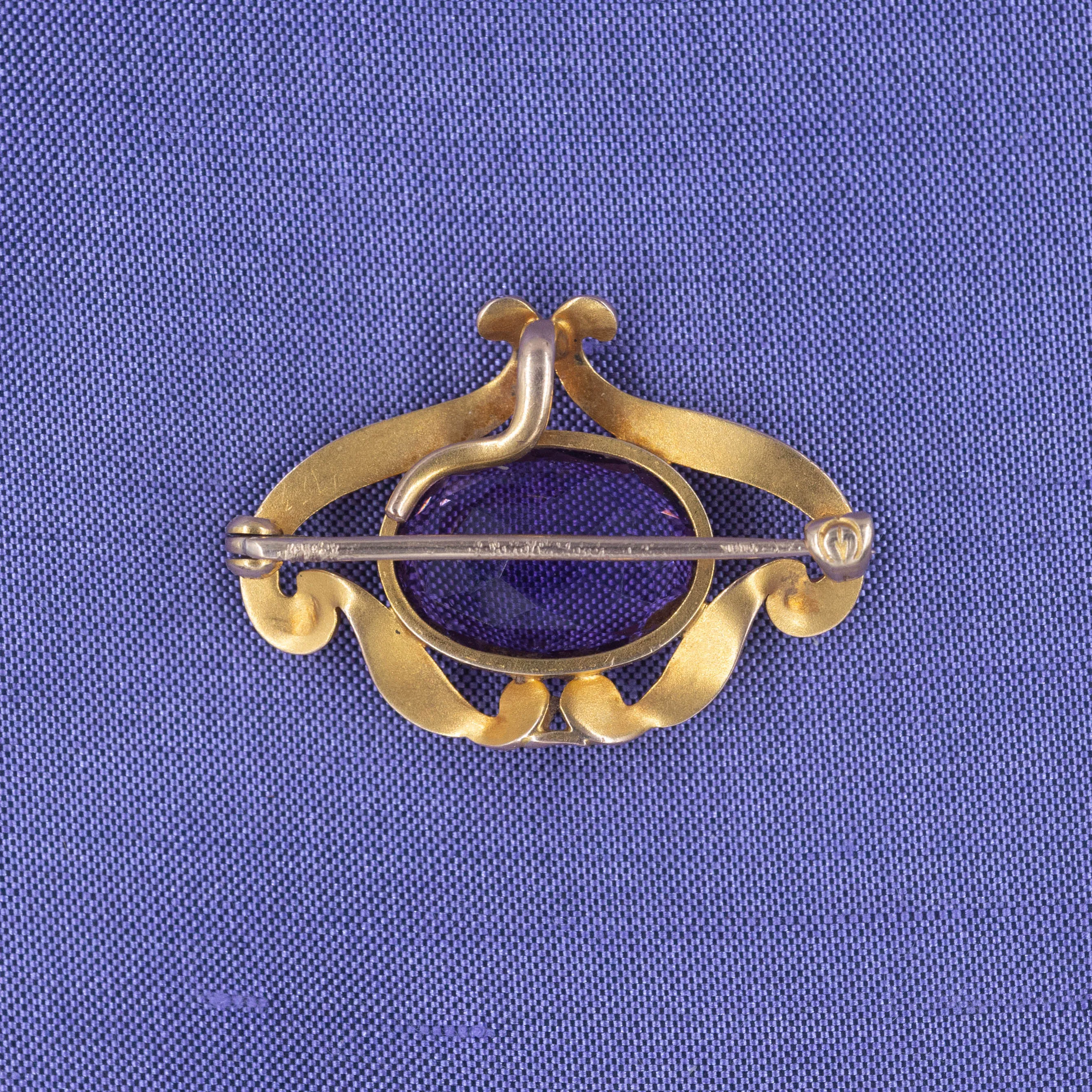 Art Nouveau Amethyst Watch Pin/Pendant