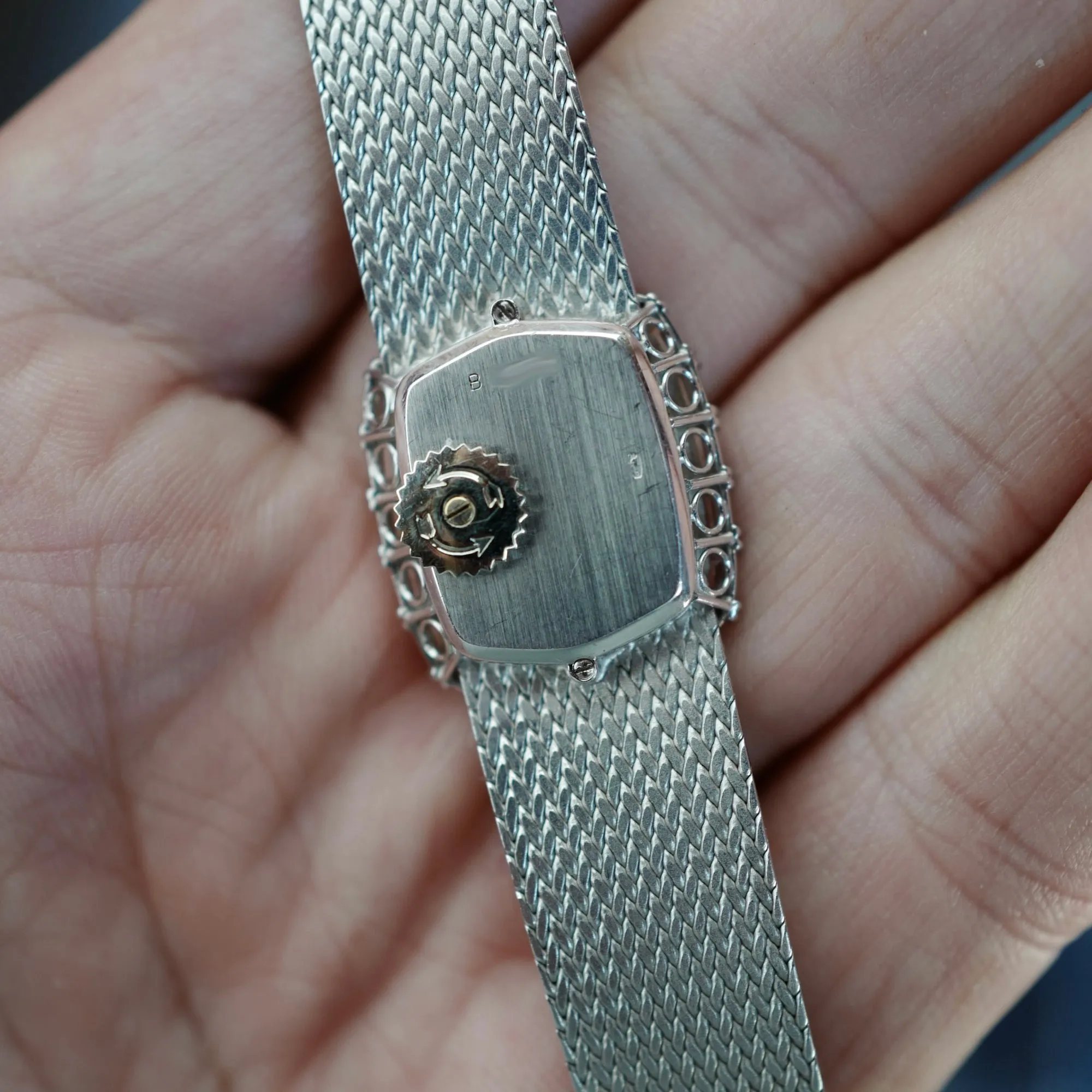 Audemars Piguet White Gold Watch with Opal Dial, Baguette Bezel and Baguette Hands