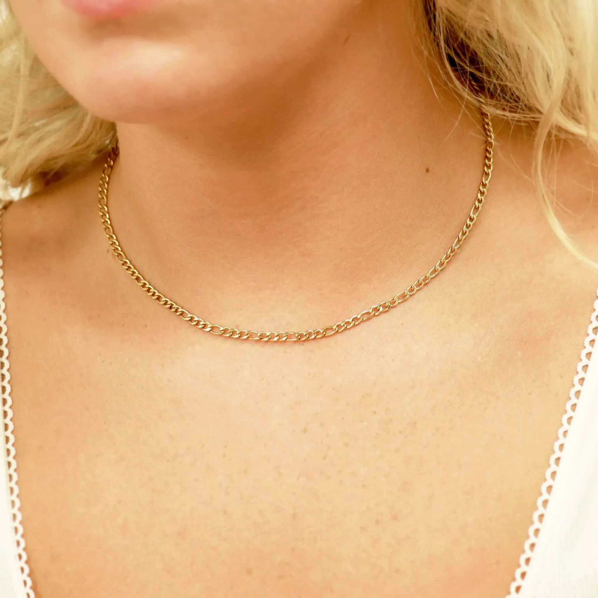 Avery 18k Gold PVD Figaro Chain Necklace