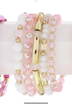 Baby Pink & White Bracelet Set
