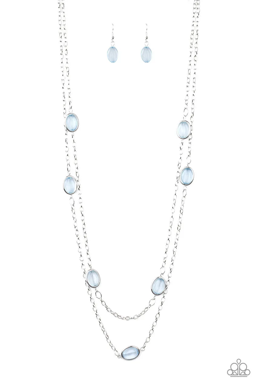 Back for More - Blue - Glassy Bead Tiered Paparazzi Long Necklace