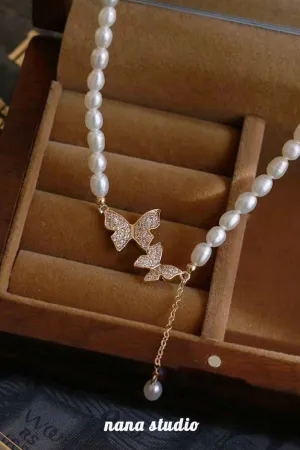 BerryBetty - Two Butterfly Pearl Necklaces
