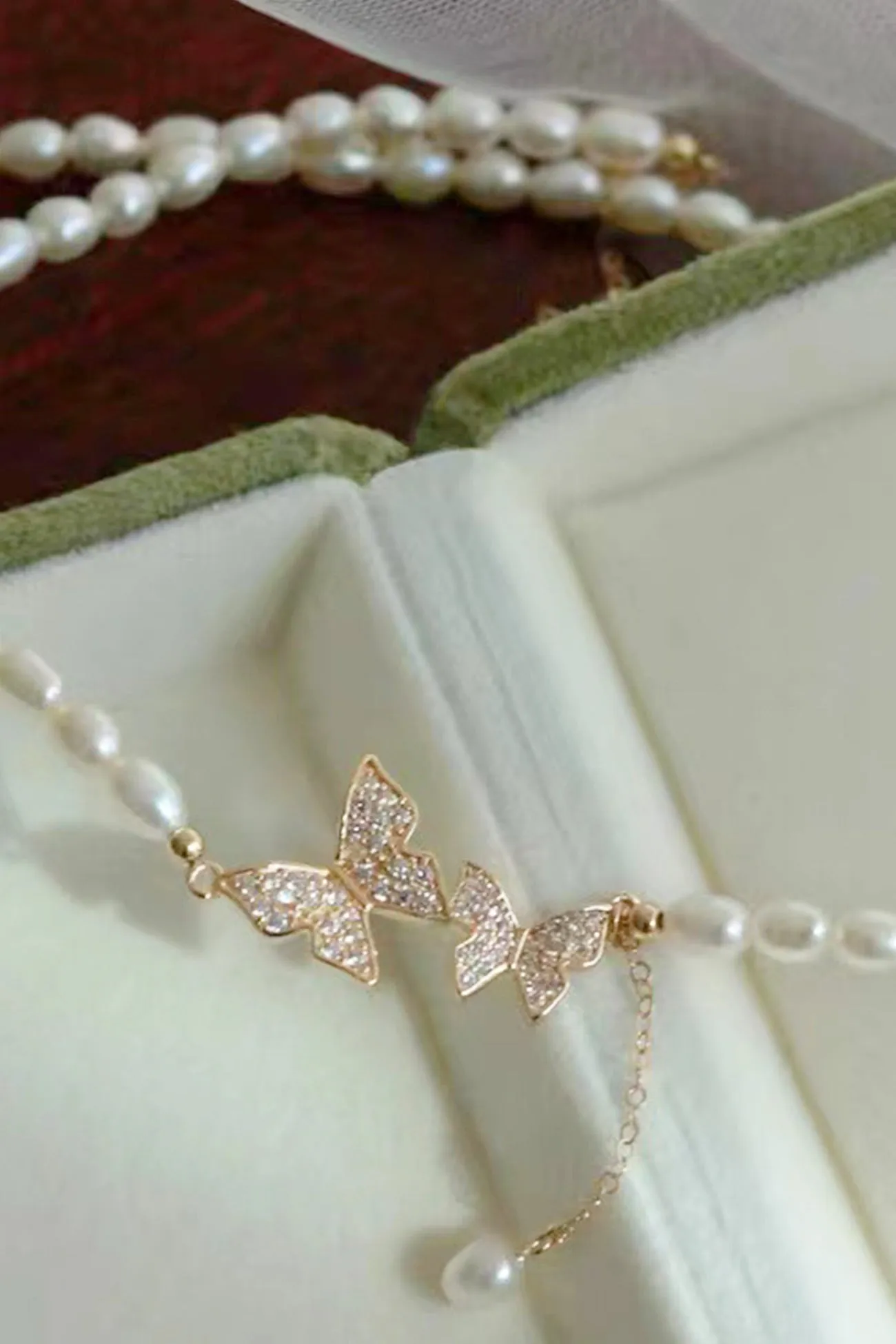 BerryBetty - Two Butterfly Pearl Necklaces