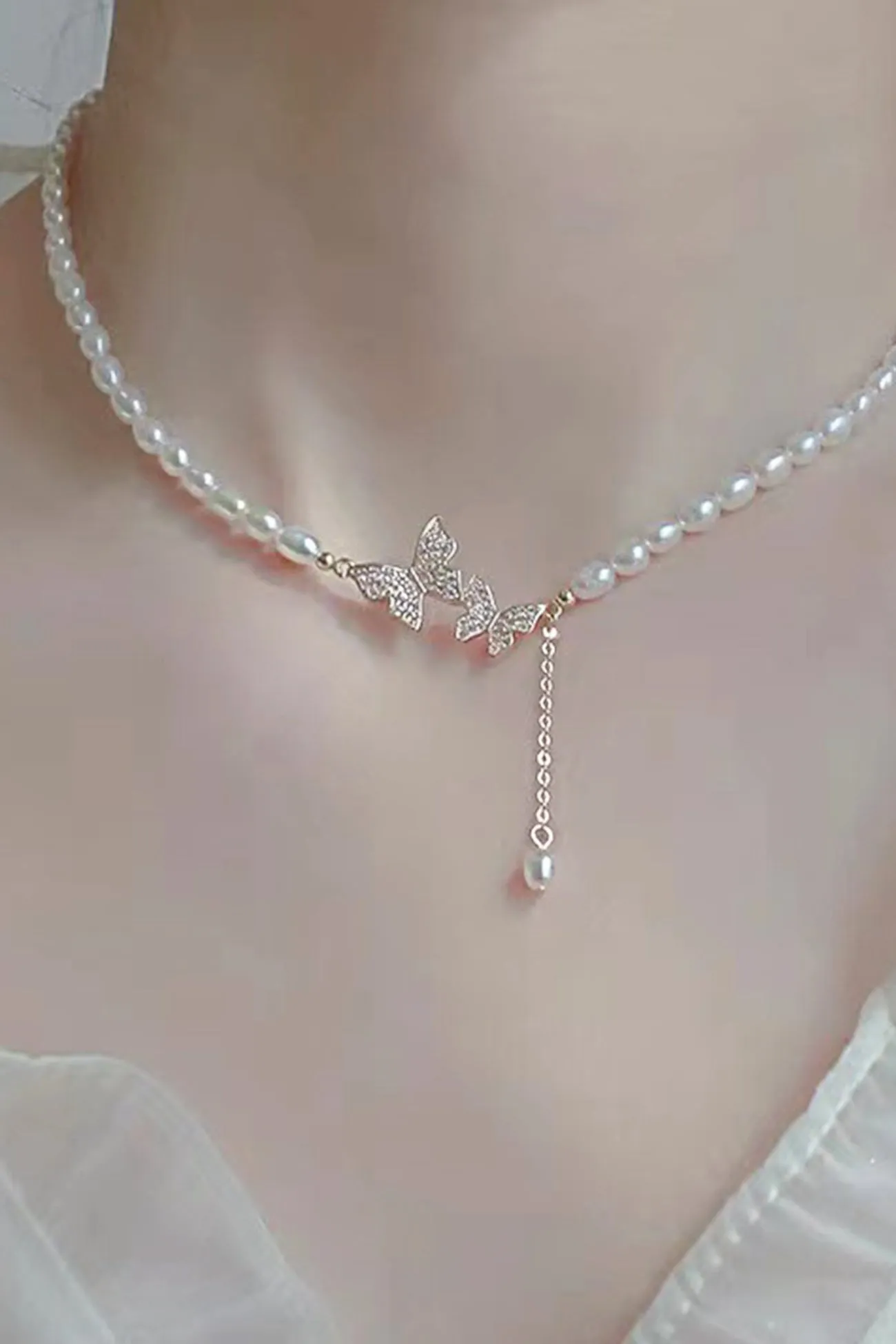 BerryBetty - Two Butterfly Pearl Necklaces