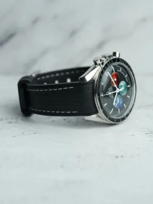 Black & White Curved Rubber Strap For OMEGA Speedmaster Professional