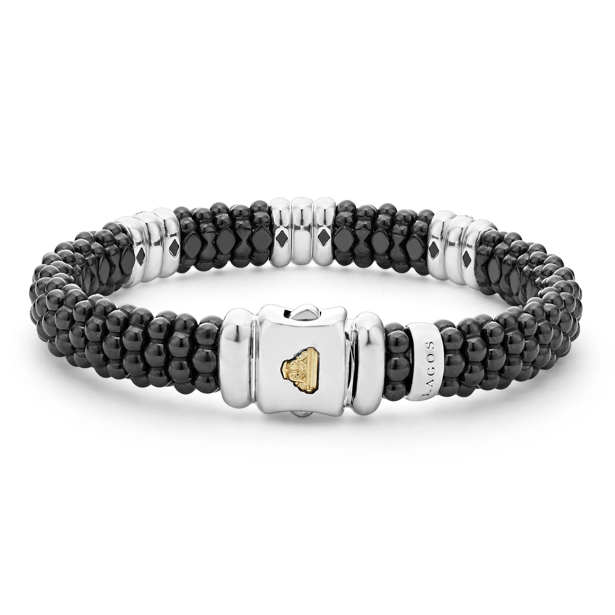 Black Caviar Black Three Station Ceramic Diamond Bracelet | 9mm