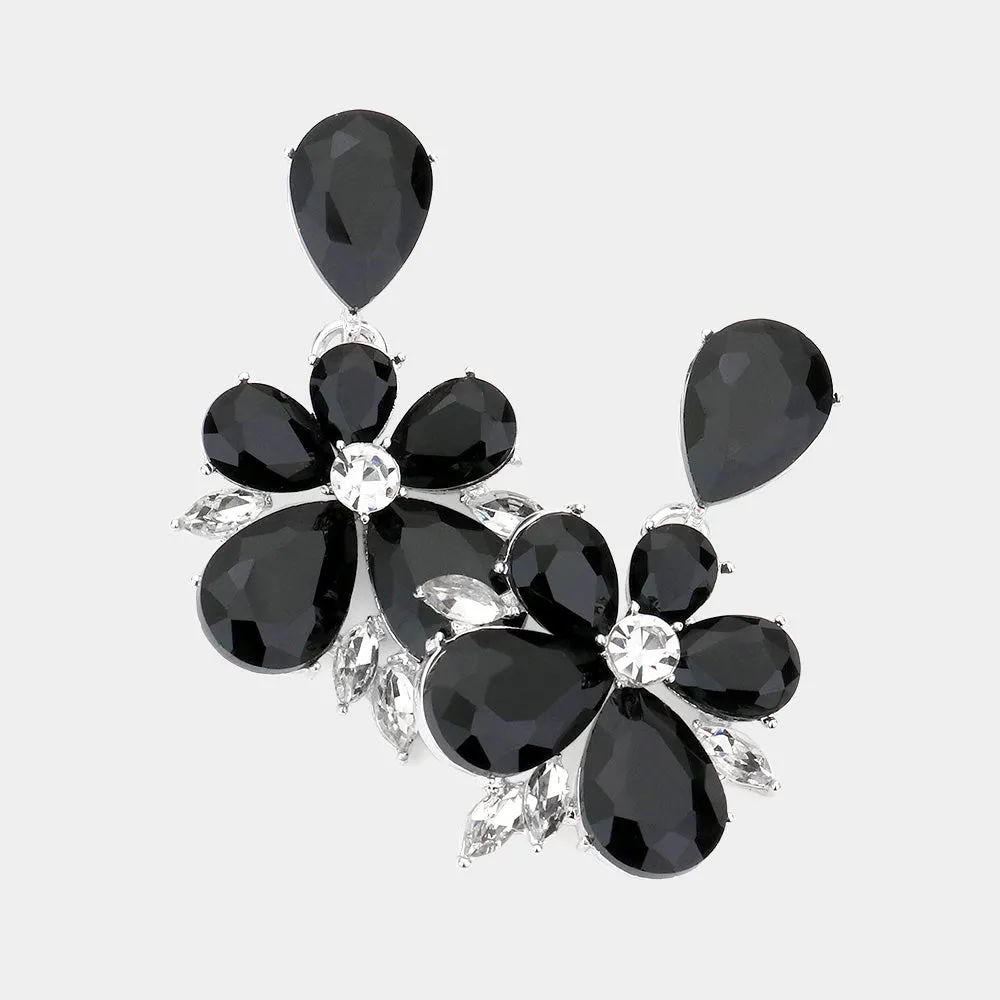 Black Crystal Teardrop Stone Dangle Pageant Earrings  | Fun Fashion Earrings | 566969