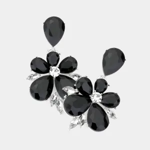 Black Crystal Teardrop Stone Dangle Pageant Earrings  | Fun Fashion Earrings | 566969