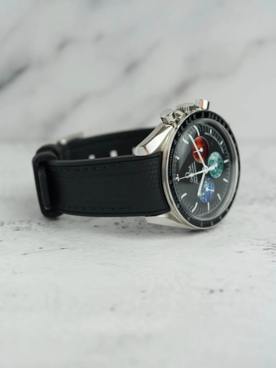 Black Curved Rubber Strap For OMEGA Speedmaster Professional