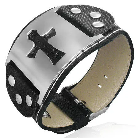 Black Leather Bangle Cross