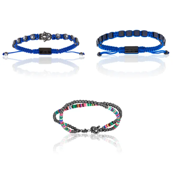 Black PVD and Blue Bracelets Gift Idea for him