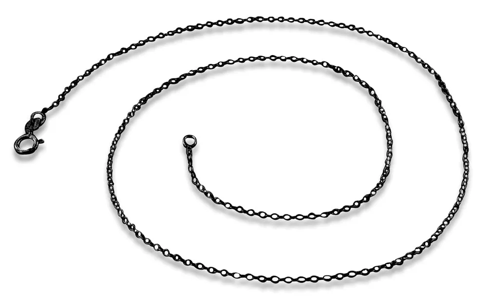 Black Rhodium Sterling Silver 16" Cable Chain 1.1MM