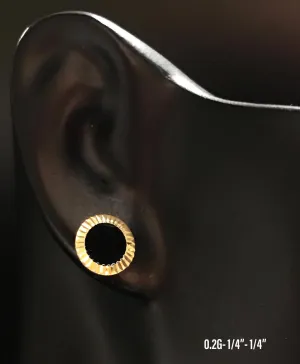 Black stud earrings 10K solid gold