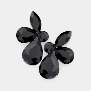 Black Teardrop and Marquise Stone Pageant Earrings   | Interview Earrings |  563214