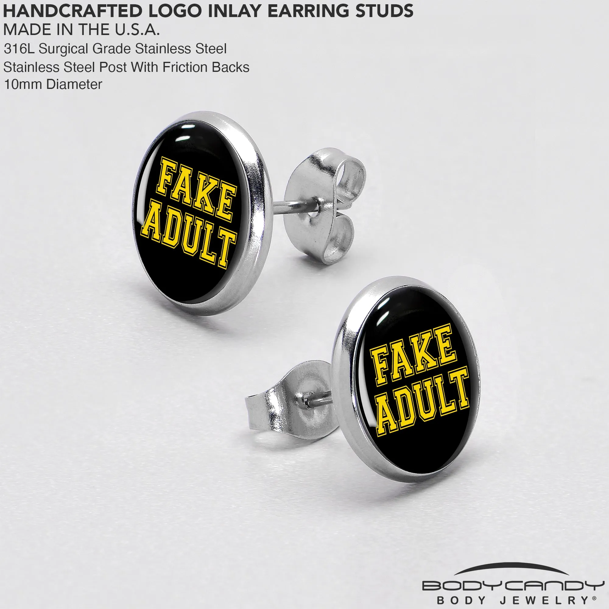Black Yellow Fake Adult Stud Earrings