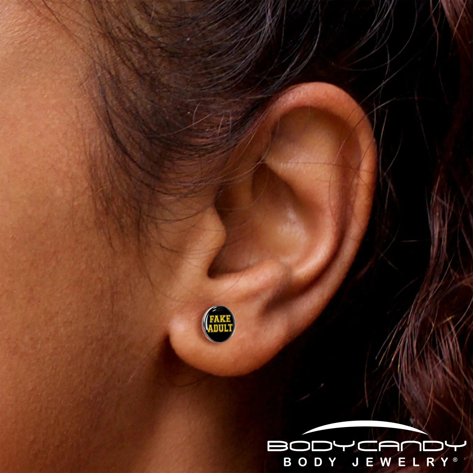 Black Yellow Fake Adult Stud Earrings