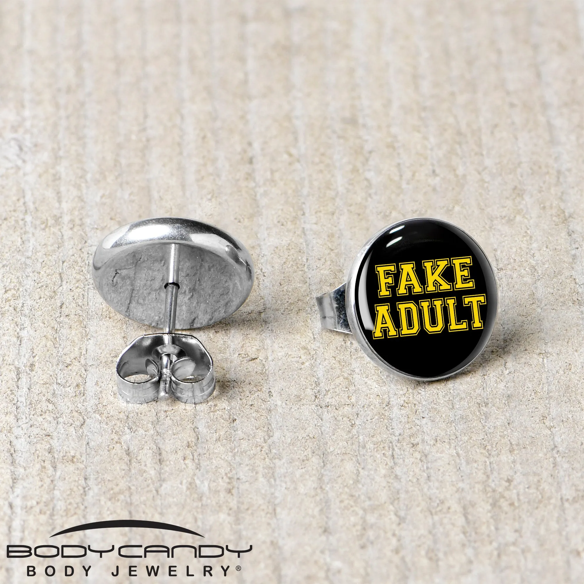 Black Yellow Fake Adult Stud Earrings