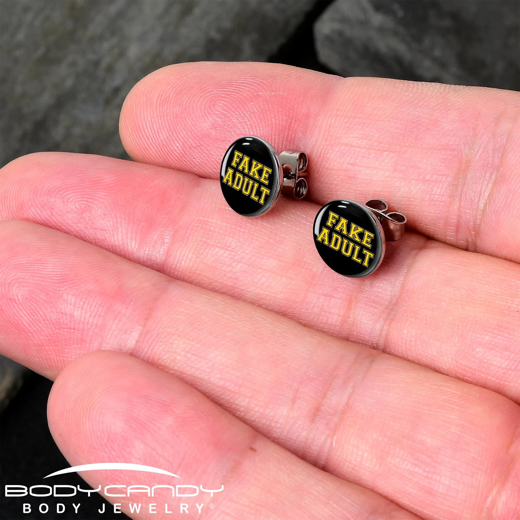 Black Yellow Fake Adult Stud Earrings