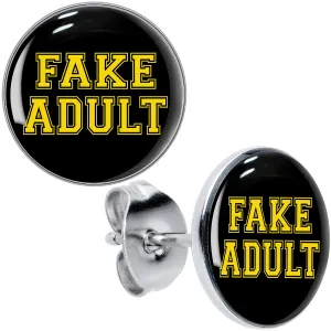 Black Yellow Fake Adult Stud Earrings