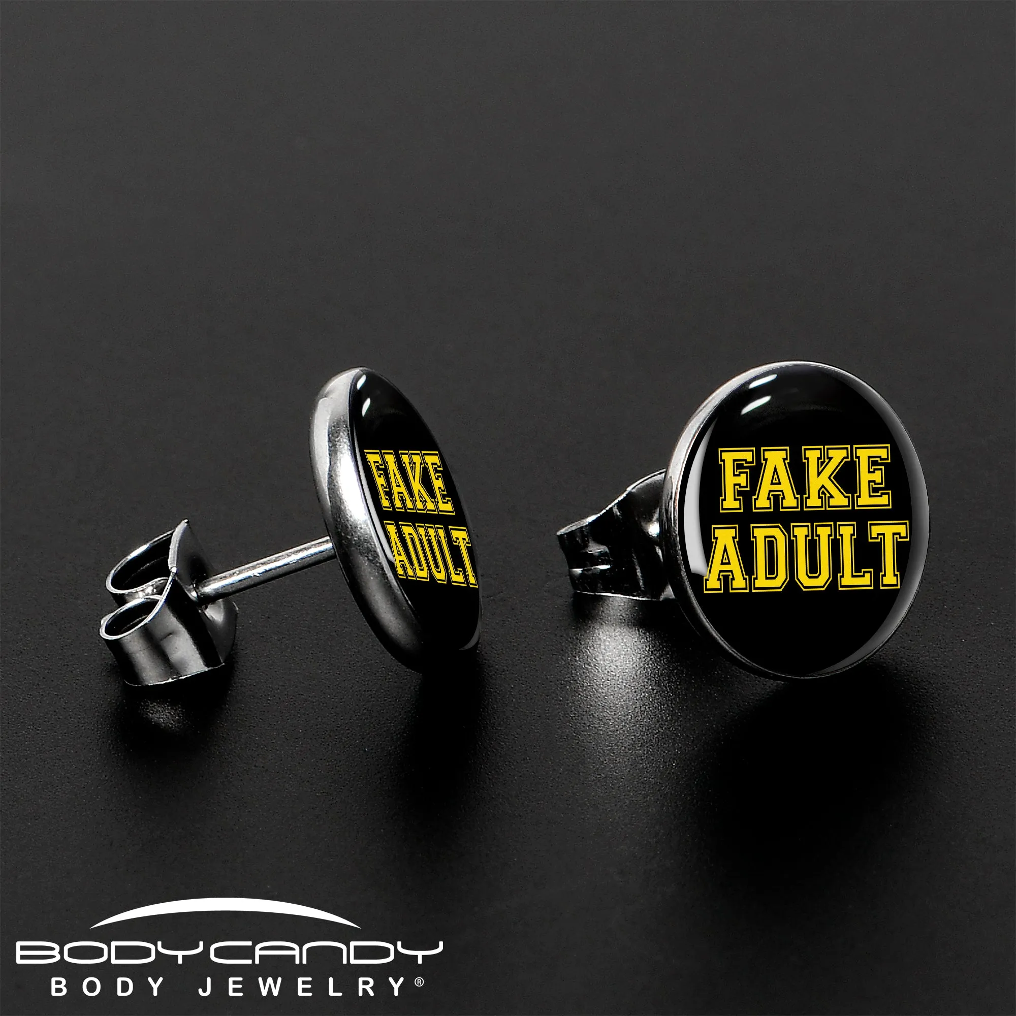 Black Yellow Fake Adult Stud Earrings