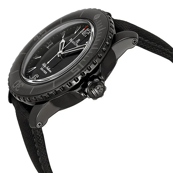 Blancpain Fifty Fathoms Black Dial Black PVD Stainless Steel Fabric Automatic Men's Watch 5015-11C30-52
