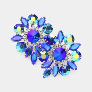 Blue AB Round and Marquise Stone Pageant Earrings | Pageant Interview Earrings |  639961