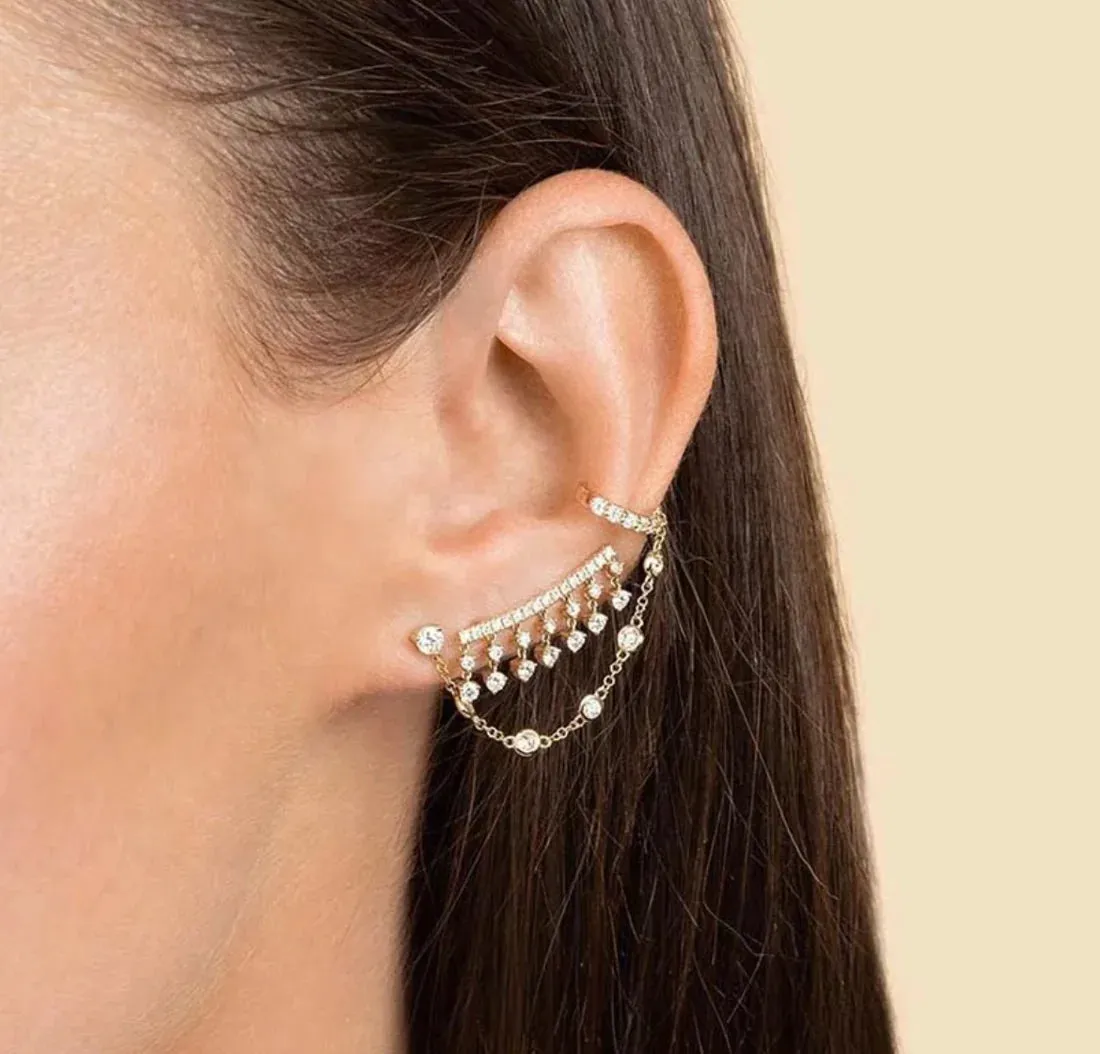 Boho & Mala Huggies 18k Gold Plated Cuff & Stud Earrings DE10021
