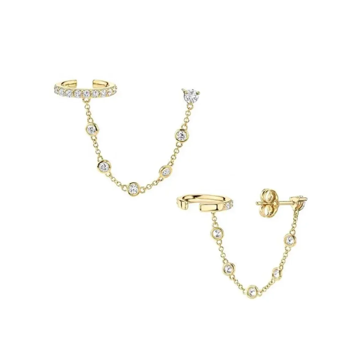 Boho & Mala Huggies 18k Gold Plated Cuff & Stud Earrings DE10021