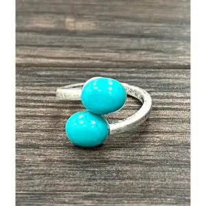 Brass Oval Turquoise Adjustable Rings