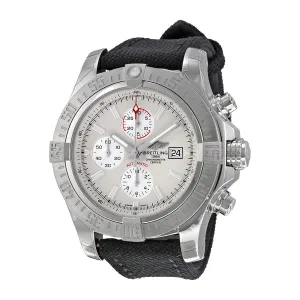 Breitling Super Avenger II Chronograph Stratus Silver Dial Black Fabric Men's Watch A1337111-G779BKFT A1337111-G779-104W-A20BA.1
