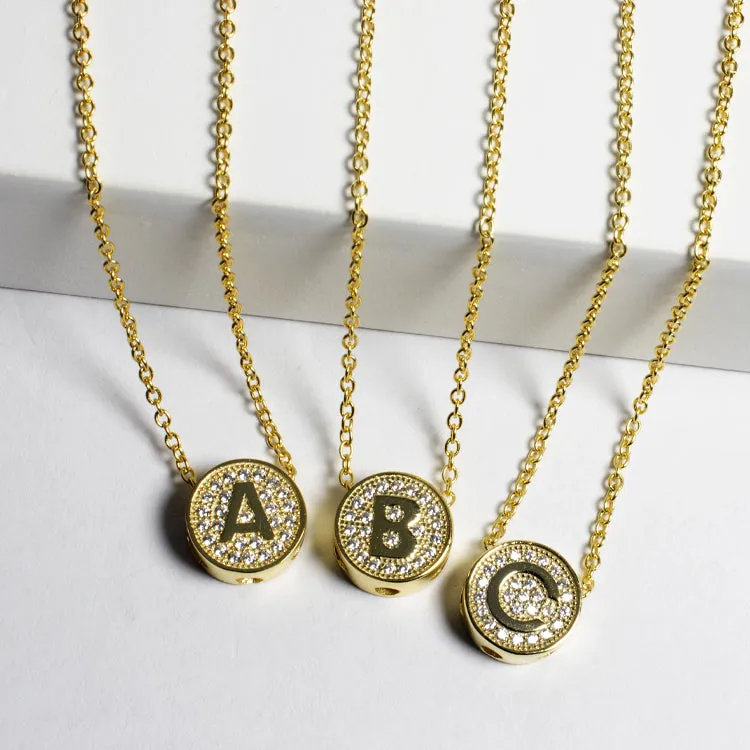 Bridesmaid Small CZ Initial Letter Necklace (A-Z) - Gold or Silver