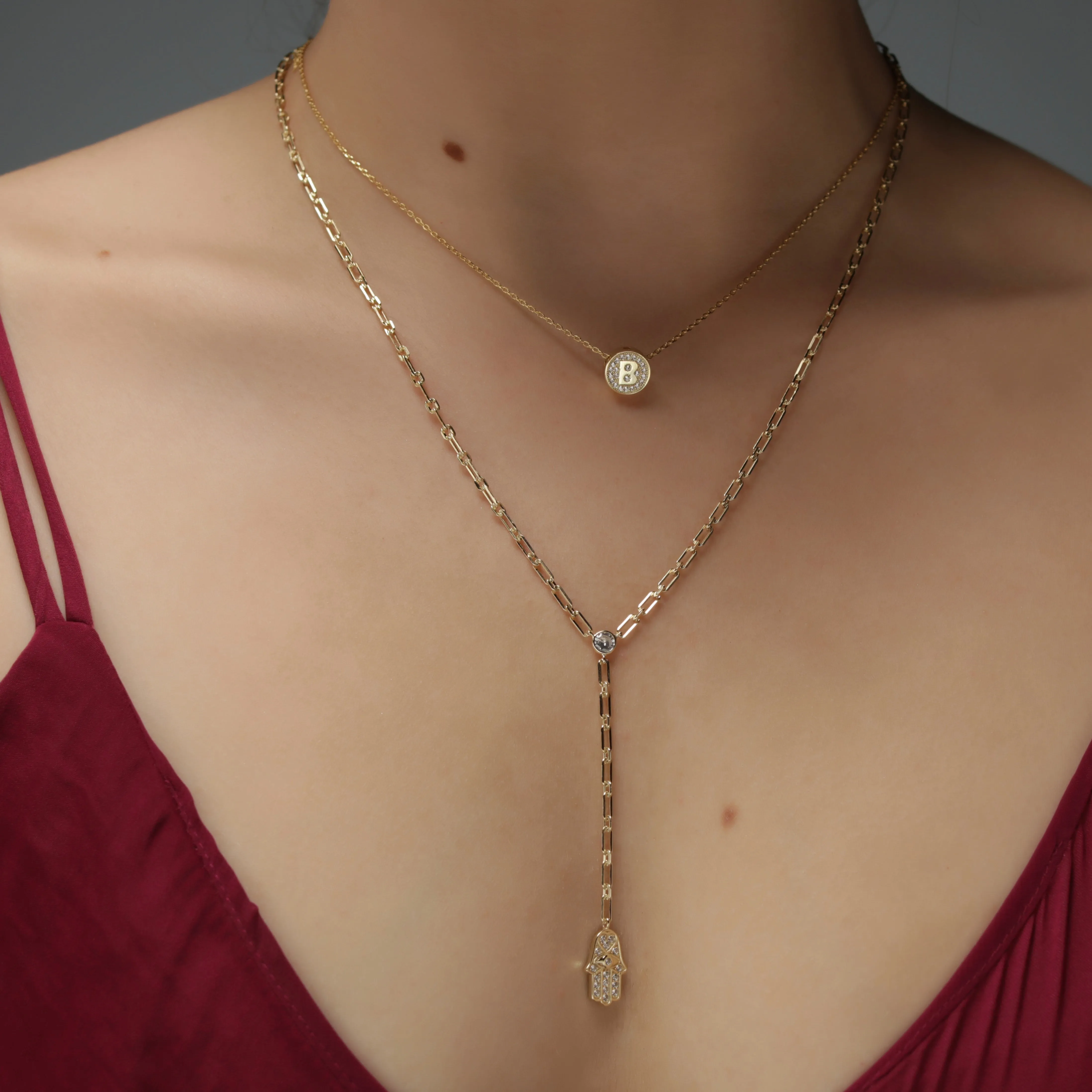 Bridesmaid Small CZ Initial Letter Necklace (A-Z) - Gold or Silver