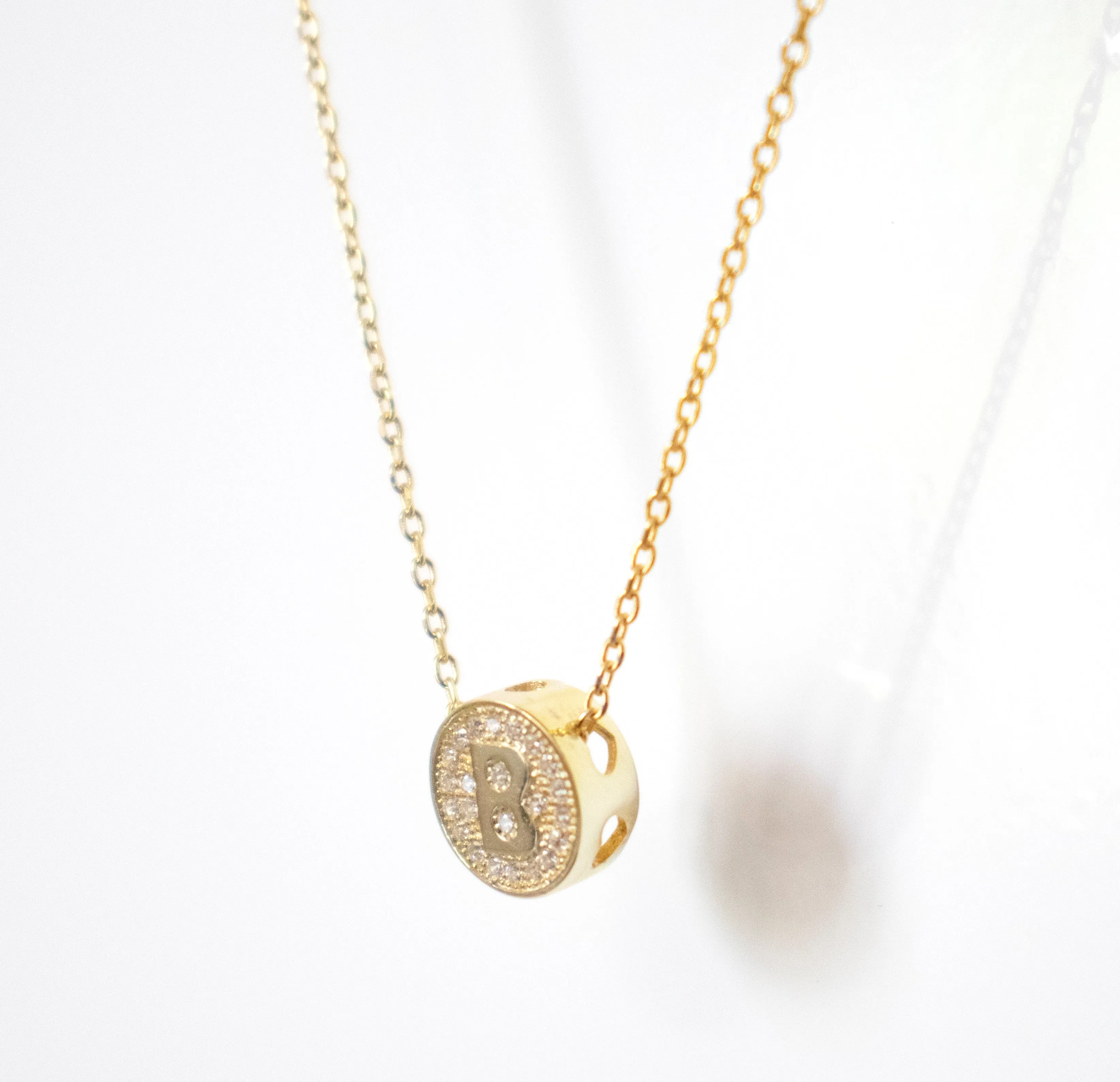 Bridesmaid Small CZ Initial Letter Necklace (A-Z) - Gold or Silver