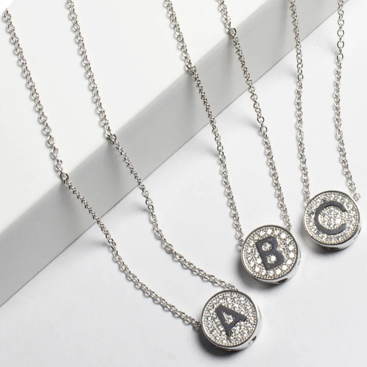 Bridesmaid Small CZ Initial Letter Necklace (A-Z) - Gold or Silver