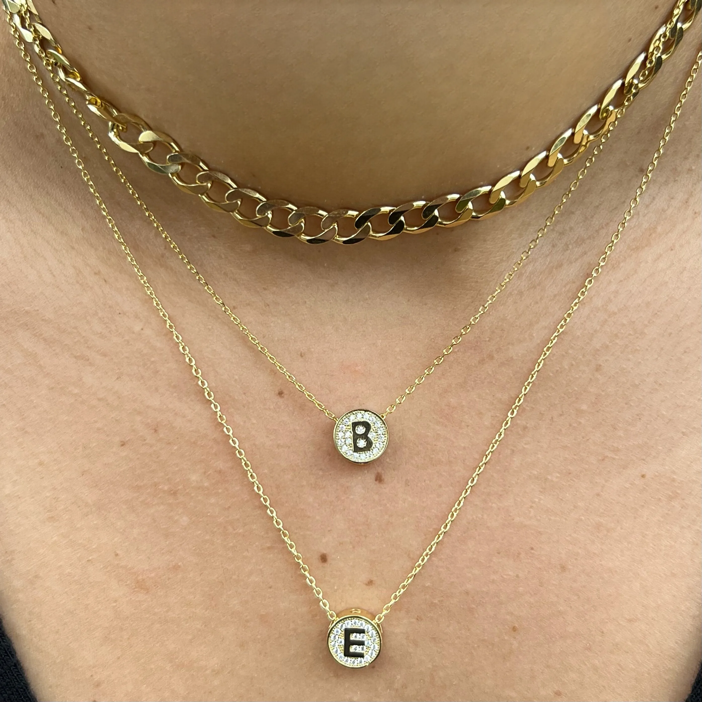 Bridesmaid Small CZ Initial Letter Necklace (A-Z) - Gold or Silver