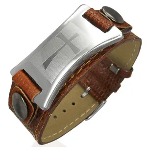 Brown Leather Cross Wristband