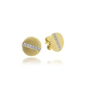 Brushed Yellow Gold Studs